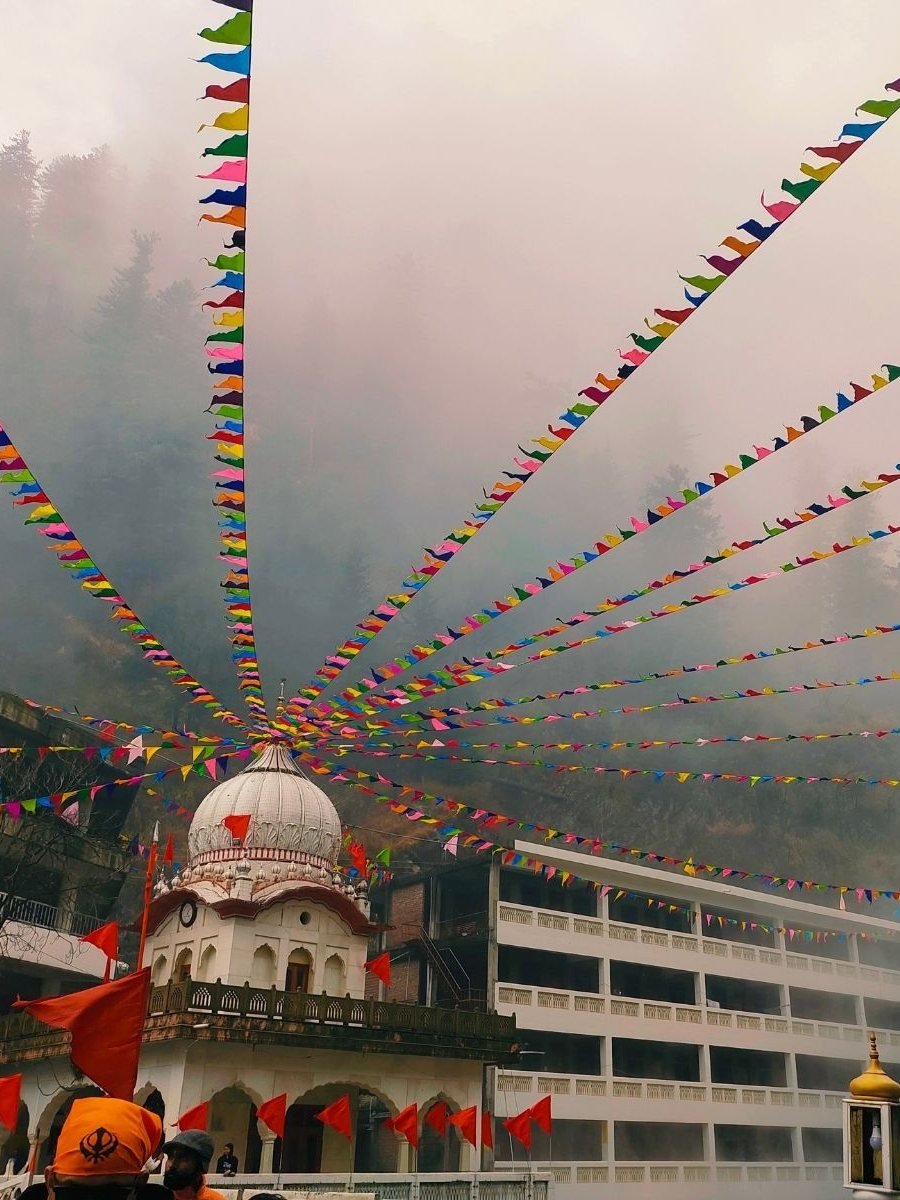 Nishan Sahib above the Parvati